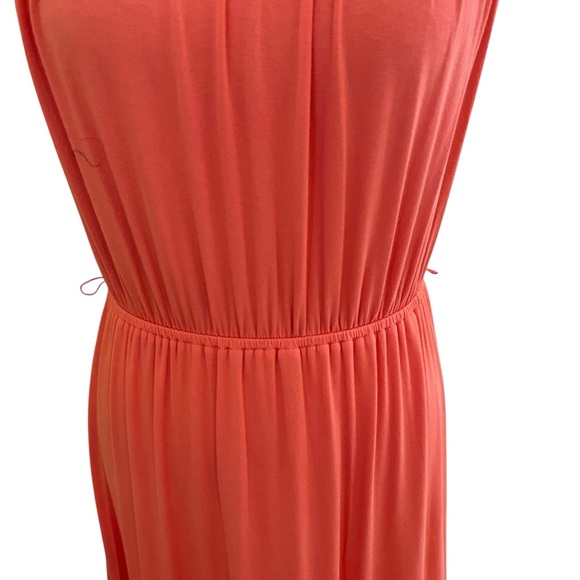 Daniel Rainn Orange Jersey Knit Halter Maxi Dress with Macrame Neckline S - Picture 4 of 14